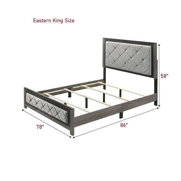 English Elm Modern Twin-Over-Full Bunk Bed with Angled Ladder, Solid Hardwood Frame and Patented Lock Joint Gray 82 L x 36 W x 8 H B2741S00705