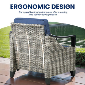 English Elm Outdoor Pe Wicker Lounge Chair Set of 2 with Deep Cushioned Seats for Patio Decks T3773P416069