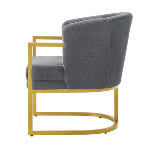 English Elm Modern Faux Fur Accent Chair Plush Upholstered Seat with Gold Iron Legs for Any Room Grey N763P360688E