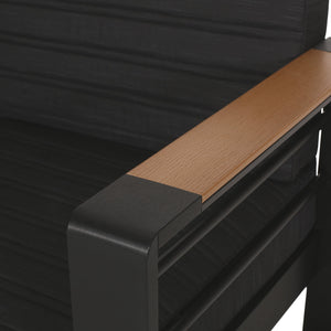 English Elm Christopher Knight Home® - GIOVANNA Aluminum 3-Seater Sofa in Black — Rust-Resistant Frame, Water-Resistant Cushions, Wood-Accent Slat Design 71820.00BLK