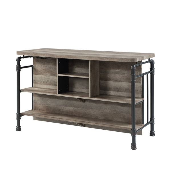 English Elm Edina Counter Height Table in Antique Oak & Sandy Gray Finish – Sturdy 35mm Top, 2 Shelves, 100lb Limit B2726P283822