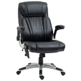 English Elm Vinsetto Executive Massage Office Chair With 6 Vibration Points, Heated Faux Leather Computer Desk Chair With Flip-Up Armrest, Adjustable Height, Swivel Wheels, Black