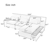 English Elm [ Video Provided] L-Shaped Modular Sectional Sofa With Removable Back Cushions,3 Pillows and 2 Storage Spaces,Suitable For Living Rooms,Offices and Apartments