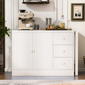 English Elm U_style Extendable Wooden Sideboard with 3 Drawers and 2 Doors for Entryway Living Room N711P334768K