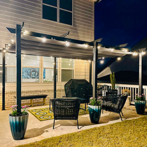 English Elm 11 11 X 16 FT Retractable Pergola with Weather-Resistant Canopy, Aluminum Frame, Easy Assembly, Versatile Outdoor Shade and Entertainment Space Dark Gray W1859S00078