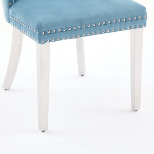 English Elm Nikki Velvet Tufted Dining Chair with Nailhead Trim and Chrome Legs – Plush High-Rebound Cushion Comfort Light Blue W1143P369091
