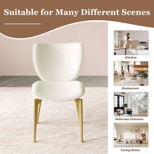 English Elm Set Of 2 Elegant Pu Leather Dining Chairs With Gold-Plated Steel Legs For Modern Home Décor W509P375683-GIGA