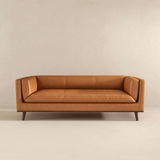 English Elm Ashcroft Furniture - Cassidy  Tan Genuine Leather Couch