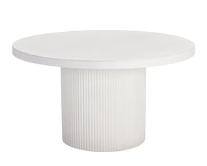 Sunpan Nicolette Dining Table – Contemporary Round Design with Unique Concrete Finish for Indoor and Outdoor Use White