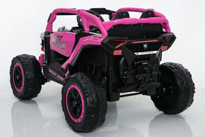 English Elm 24v Kids Ride on Utv with Parental Remote Independent Suspension and Bluetooth Audio Magenta W3662P456698