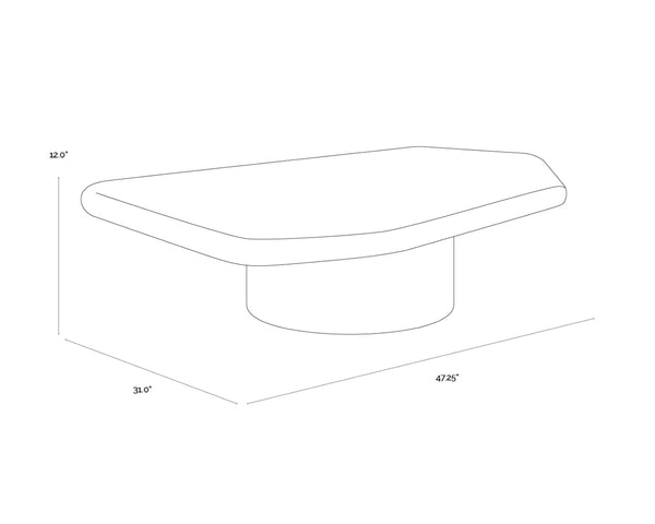 Sunpan DETTI Coffee Table - Large Matte Black Concrete, Sculptural Design for Modern Indoor & Outdoor Spaces 112619