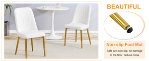 English Elm Table and Chair Set Marble Glass Top Gold Legs Pu Leather Seats Modern Dining Black,White+Gold W1151S04651