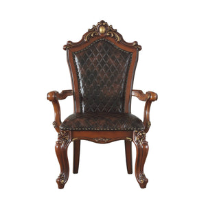 English Elm Black Black and Honey Oak Tufted Arm Chair Set of 2 — Plush Scalloped Seat, Nailhead Trim, Wood Arms, Luxurious Seating (2) B062P209275