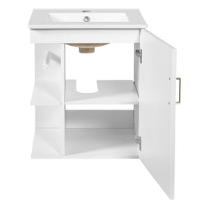 English Elm 20" Floating Bathroom Vanity with Ceramic Sink Soft Close Door and Open Side Shelf N710P332058K