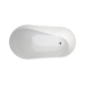 English Elm Premium Oval Acrylic Freestanding Soaking Tub High Back Glossy White Spa Style T3785P380651