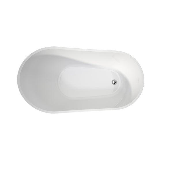 English Elm Premium Oval Acrylic Freestanding Soaking Tub High Back Glossy White Spa Style T3785P380651