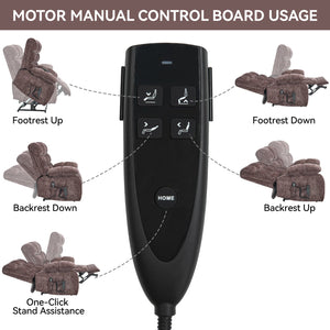 English Elm Lift Power Recliner Chenille Chair Dual Motor Massage Heat 350 Lb Capacity Living Room Brown W3224P288620