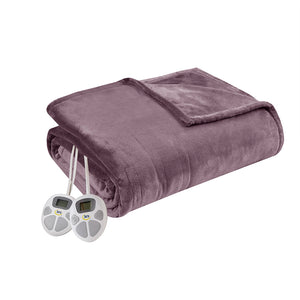 JLA Home Serta - Blanket Ultra-Soft Heated Throw with 10 Heat Settings, Auto Timer, Machine Washable, 5-Year Warranty Purple ST54-0092