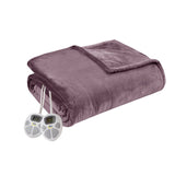 Serta Plush Heated Casual Blanket ST54-0092 Purple