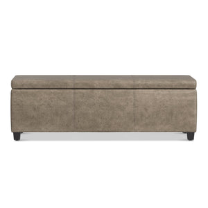 English Elm Avalon Upholstered Storage Bench Ottoman in Grey Linen Fabric for Bedroom or Living Room B136P439025