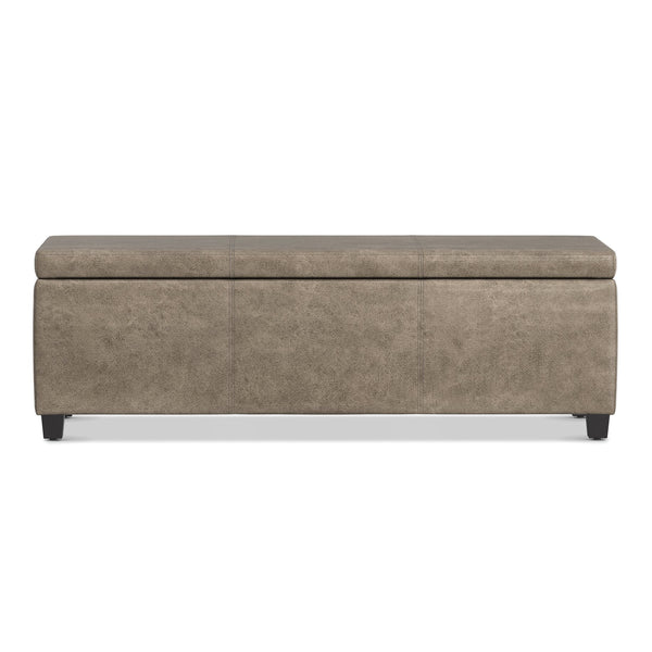 English Elm Avalon Upholstered Storage Bench Ottoman in Grey Linen Fabric for Bedroom or Living Room B136P439025