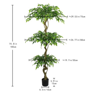 English Elm 6ft Artificial Ficus Banyan Tree Silk Foliage Realistic Trunk Indoor Decor W2945P458732