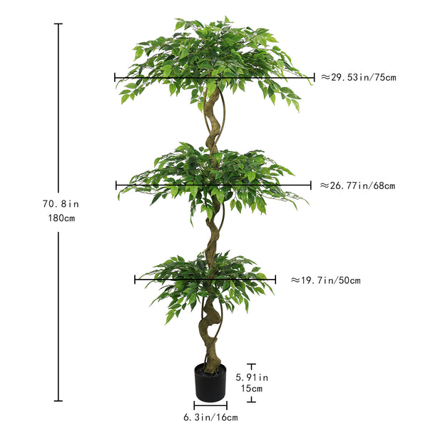 English Elm 6ft Artificial Ficus Banyan Tree Silk Foliage Realistic Trunk Indoor Decor W2945P458732