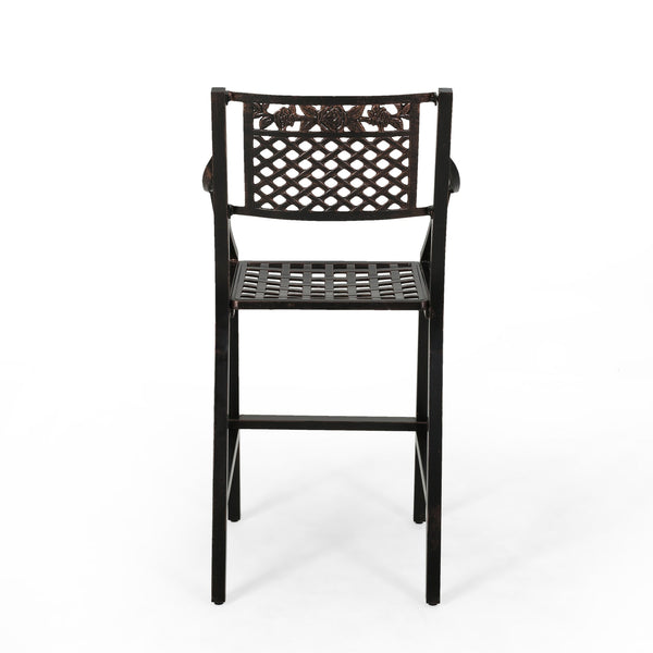English Elm Christopher Knight Home® - TAHOE Athena Outdoor 29" Cast Aluminum Barstool Set of 2, Copper Finish, Weather-Resistant Mesh Scroll Design 65141.00