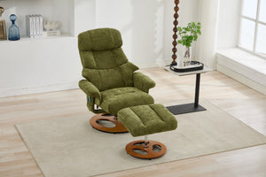 English Elm 069-ergonomic Swivel Recliner with Ottoman Chenille Wingback Massage Lounge Chair Green W527P439689