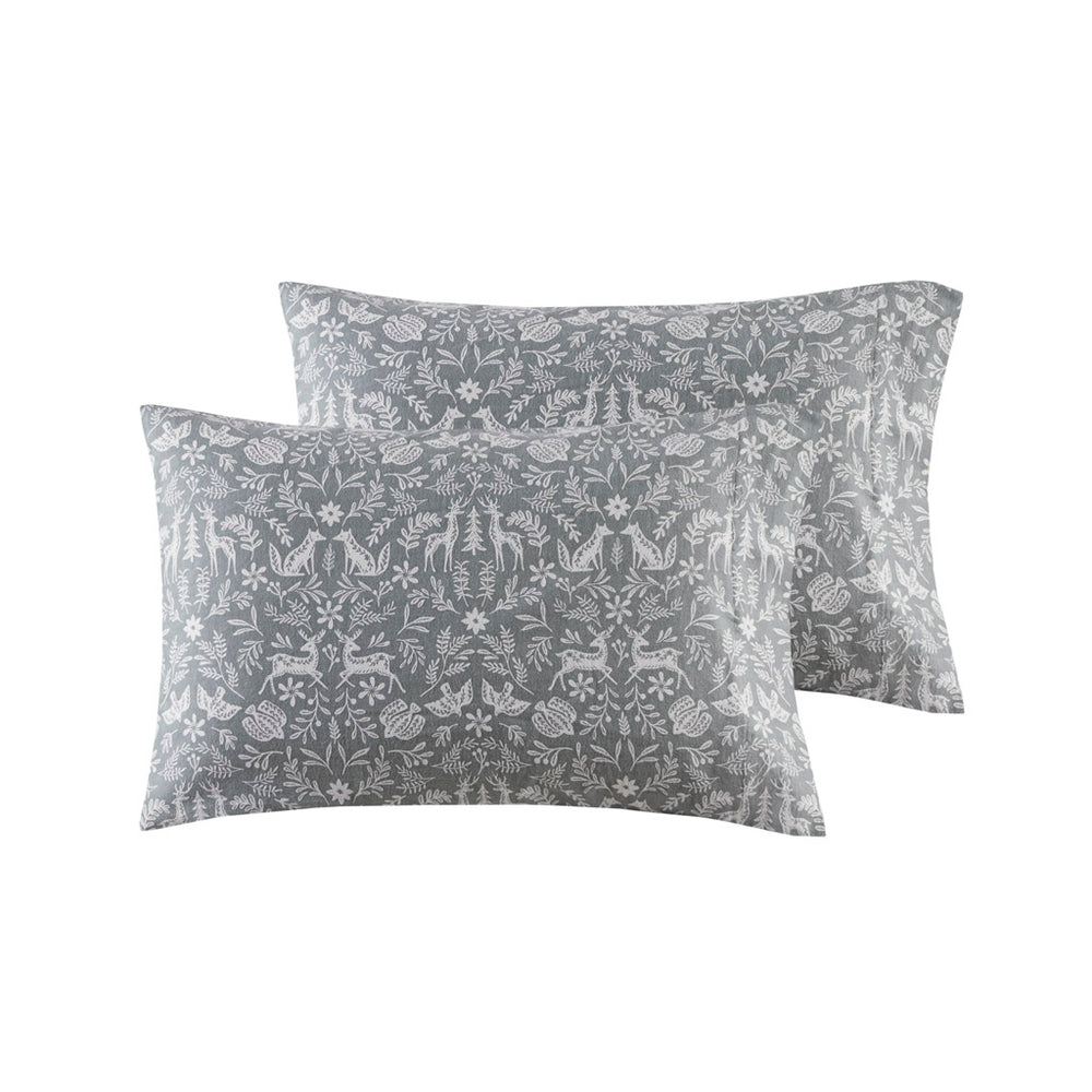 JLA Home Beautyrest - 4 Piece Sheet Set Oversized 100% Cotton Flannel – Super-Soft Brushed Finish, OEKO-TEX Certified Warmth Sage Winter Fauna BR20-4676