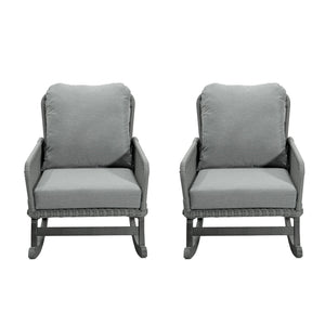 English Elm Contemporary Wicker Rocking Chair Pe Rattan Weave Wooden Frame Plush Cushions Patio Gray N767P229004G_2