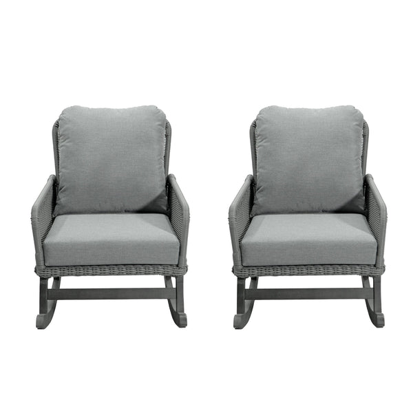 English Elm Contemporary Wicker Rocking Chair Pe Rattan Weave Wooden Frame Plush Cushions Patio Gray N767P229004G_2