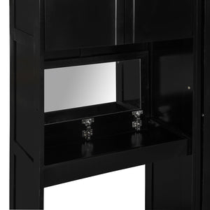 English Elm Queen Wall Bed with Integrated Desk Vanity and Cabinet Storage for Studio Rooms Espresso N820S10057P-1