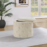 OSP Home Furnishings Erindale Round Storage Ottoman Linen