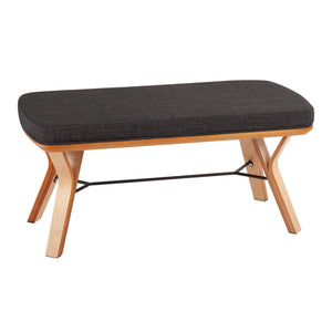 English Elm Folia Upholstered Mid-century Bench with Tapered Wood Legs for Bedroom or Entryway B202S01149