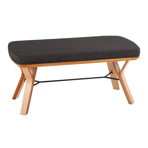 English Elm Folia Upholstered Mid-century Bench with Tapered Wood Legs for Bedroom or Entryway B202S01149