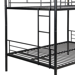 English Elm Full Over Full Metal Bunk Bed With Trundle - Durable, Space-Saving, Easy Assembly & Safety Features W311S00051