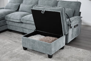 English Elm United We Win 106" U-Shaped Sectional Sofa With Ottoman, Usb Ports & Dual Side Pockets For Comfort W1568S00230-GIGA