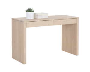 Sunpan Dutad Modern Desk In Light Oak - Sleek Design With Dual Discrete Drawers For Ultimate Inspiration Brown Wood 109180