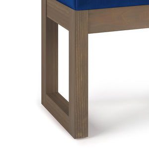 English Elm Milltown Compact Blue Velvet Ottoman Bench - Stylish Footstool For Living Rooms & Entryways B136P159083