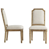 Homelegance By Top-Line Mayer Arched Linen and Wood Dining Chairs (Set of 2) Beige Rubberwood