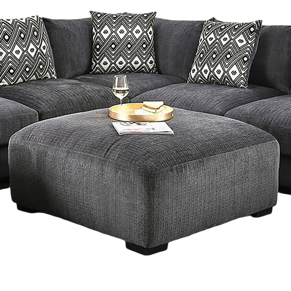 English Elm Contemporary Gray Upholstered Square Ottoman With Memory Foam For Stylish Modular Living Spaces B2741P356301