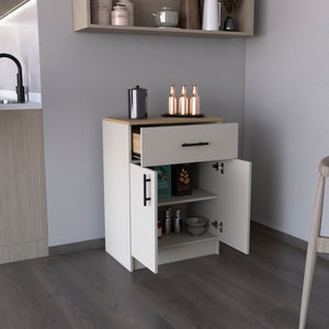 English Elm Pantry Cabinet 33.5"H Compact Storage with Drawer & 2 Shelves, Double Doors, Durable Engineered Wood B097P221382