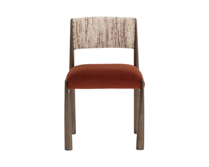 Sunpan BAYARD Dining Chair - Two-Tone Terri Nutmeg & Meg Rust Upholstery with Dark Bronze Metal Legs 112687