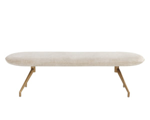 Sunpan ELOWEN Elegant Oval Bench in Bergen Taupe with Antique Brass Base for Modern Spaces & Versatile Use 108527