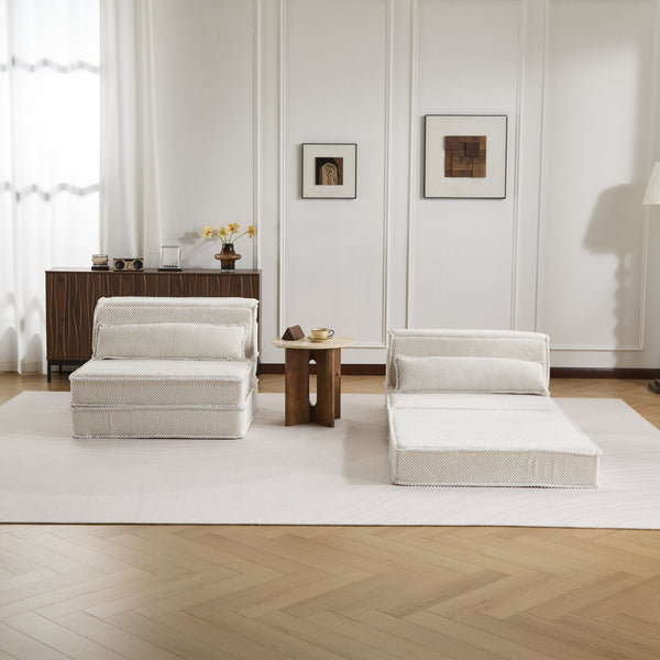 English Elm Compression Modular Floor Sofa Bed - Versatile Diy 2-Seater With Soft Fleece, No Assembly Required! W3723S00047