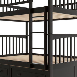 English Elm Full Over Bunk Bed Convertible Pine Frame with Storage Drawers for Kids Rooms Espresso GX000241AAP