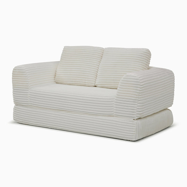 English Elm 2-in-1 Corduroy Futon Loveseat Sleeper Modular Floor Couch for Studio Living Rooms Beige W1117P415675