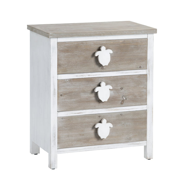 Crestview Collection Coastal Accent Chest - Rustic Wood Storage With Whimsical Turtle Handles, No Assembly Needed! White Solid Wood Cvfzr6203