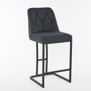 English Elm Set Of 2 Modern Upholstered Bar Stools With Button-Tufted High Back For Kitchen Or Dining Room Comfort W1901P225272-GIGA